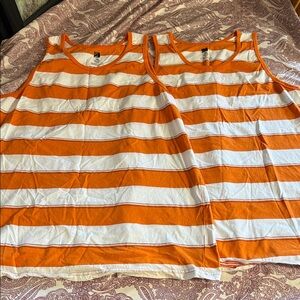 R Mark Bold Orange and White Striped Tanks